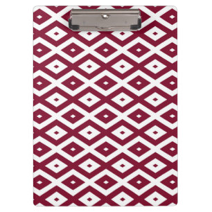 Burgundy und weißes Diamantmuster Klemmbrett
