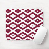 Burgundy und weißes Diamantmuster Mousepad (Mit Mouse)