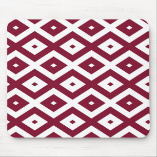 Burgundy und weißes Diamantmuster Mousepad