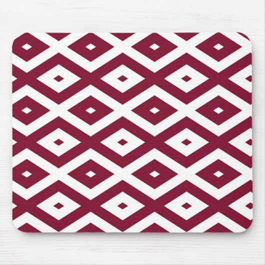 Burgundy und weißes Diamantmuster Mousepad (Vorne)