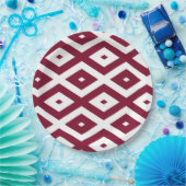 Burgundy und weißes Diamantmuster Pappteller (Party)