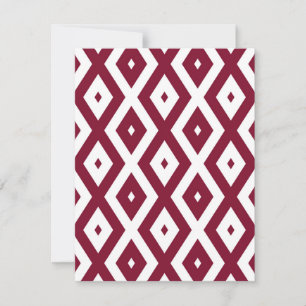 Burgundy und weißes Diamantmuster RSVP Karte