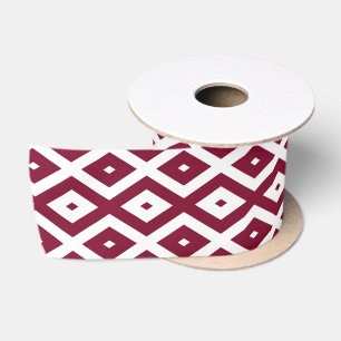 Burgundy und weißes Diamantmuster Satinband