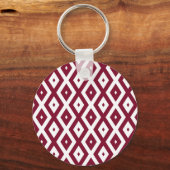Burgundy und weißes Diamantmuster Schlüsselanhänger (Vorderseite)