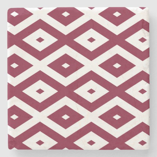 Burgundy und weißes Diamantmuster Steinuntersetzer (Vorderseite)