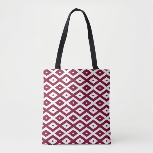 Burgundy und weißes Diamantmuster Tasche (Vorderseite)