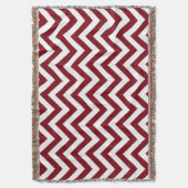 Burgundy und White Large Zickzack ZigZag Muster Decke (Vorderseite Vertikal)