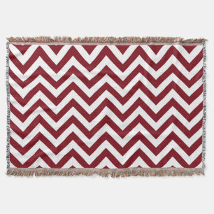 Burgundy und White Large Zickzack ZigZag Muster Decke