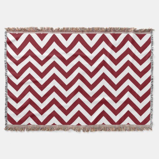 Burgundy und White Large Zickzack ZigZag Muster Decke (Vorderseite)