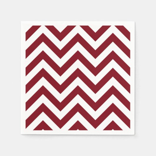Burgundy und White Large Zickzack ZigZag Muster Serviette (Vorderseite)