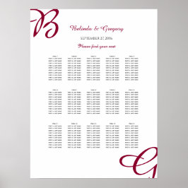 Burgundy Ursprüngliche Hochzeit im Herbst Sitzplan Poster