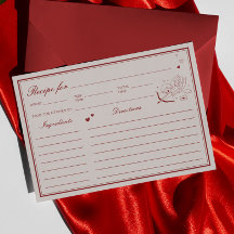 Burgundy Valentine Bridal Shower Recipe Card