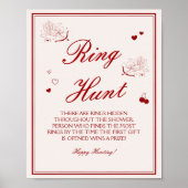 Burgundy Valentine Bridal Shower Ring Game Poster (Vorne)