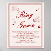 Burgundy Valentine Bridal Shower Ring Game  Poster (Vorne)