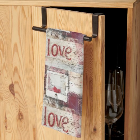 Burgundy Valentines Serie Design 4 Geschirrtuch (Drittel gefaltet)