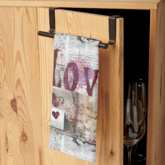 Burgundy Valentines Serie Design 5 Geschirrtuch (Drittel gefaltet)