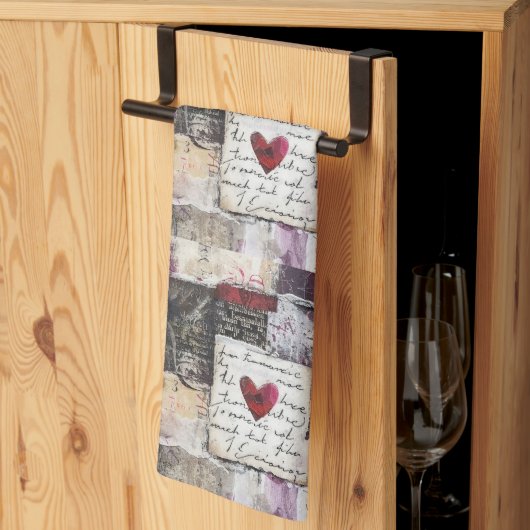 Burgundy Valentines Serie Design 6 Geschirrtuch (Drittel gefaltet)