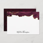 Burgundy Velvet Agate Geode Script Typografie 2 Mitteilungskarte (Vorne/Hinten)