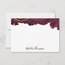 Burgundy Velvet Agate Geode Script Typografie 2 Mitteilungskarte