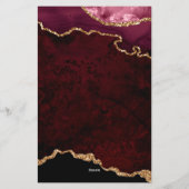 Burgundy Velvet Agate Geode Script Typografie Briefpapier (Rückseite)