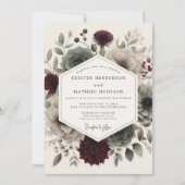 Burgundy Velvet Bloom Ethereal Wedding Einladung (Vorderseite)