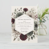 Burgundy Velvet Bloom Ethereal Wedding Einladung (Stehend Vorderseite)