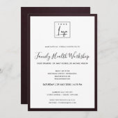 BURGUNDY VELVET SILKEN SIE IHRE LOGO WORKSHOP-VERA EINLADUNG (Vorne/Hinten)