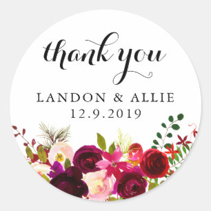 Burgundy Vielen Dank Aufkleber