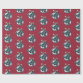 Burgundy Vintag Bow & Ornament Weihnachtsgeschenk Geschenkpapier (Flach)