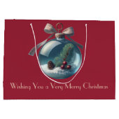 Burgundy Vintag Bow & Ornament Weihnachtsgeschenkt Große Geschenktüte (Rückseite)