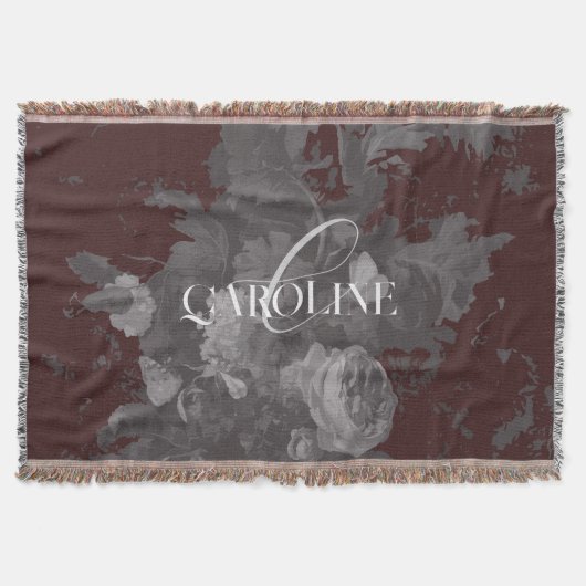 Burgundy Vintag Floral Still Life Stilvoll Decke (Vorderseite)