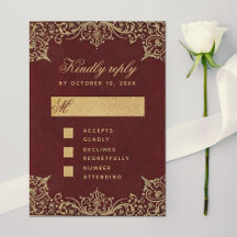 Burgundy Vintag Gold Elegante Calligrafy Wedding