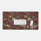 Burgundy Vintag William Morris Floral Monogram Schreibtischunterlage (Tastatur & Maus)