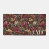 Burgundy Vintag William Morris Floral Monogram Schreibtischunterlage (Vorderseite)