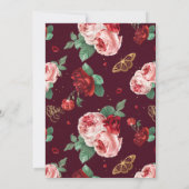 Burgundy Vintage Viktorianische Hochzeit mit Blume Einladung (Rückseite)