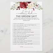 Burgundy Was hat der Bräutigam zu Brautspiel gesag (Vorderseite)