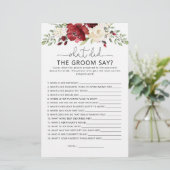 Burgundy Was hat der Bräutigam zu Brautspiel gesag (Stehend Vorderseite)