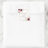 Burgundy Wassercolor Geometric Floral Wedding Quadratischer Aufkleber (Tasche)