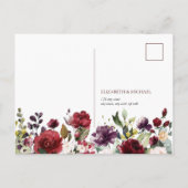 Burgundy Wasserfarben Blumentropfen Keine UAWG Einladungspostkarte (Rückseite)
