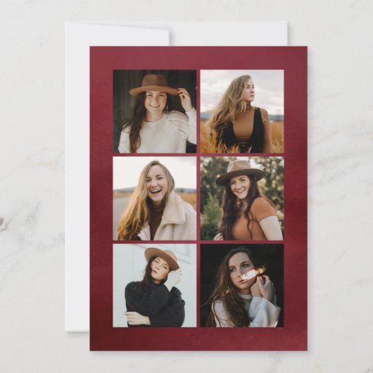 Burgundy Watercolor Arch 7 Foto Abschluss Ankündigung (Rückseite)