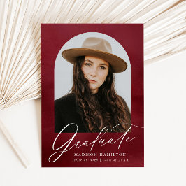 Burgundy Watercolor Arch Foto Abschluss Ankündigung