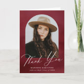 Burgundy Watercolor Arch Foto Abschluss Dankeskarte (Vorderseite)