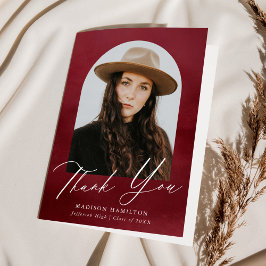 Burgundy Watercolor Arch Foto Abschluss Dankeskarte