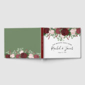 Burgundy Watercolor Blues Blush Pink Wedding Gästebuch (Voll)