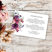 Burgundy Watercolor Blume Boho Wedding Details Begleitkarte