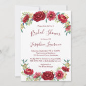 Burgundy Watercolor Blume Brautparty Einladung (Vorderseite)