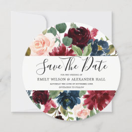 Burgundy Watercolor Blume Moderne Hochzeit Save The Date