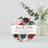 Burgundy Watercolor Blume Moderne Hochzeit Save The Date (Stehend Vorderseite)