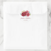 Burgundy Watercolor Blume Wedding Runder Aufkleber (Tasche)
