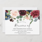 Burgundy Watercolor Blume Wiedersehen laden Einladung (Vorderseite)